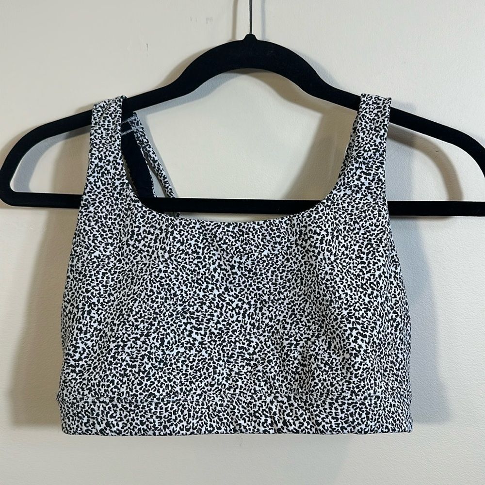 Athleta Black White Animal Sports Bra Women Size Small